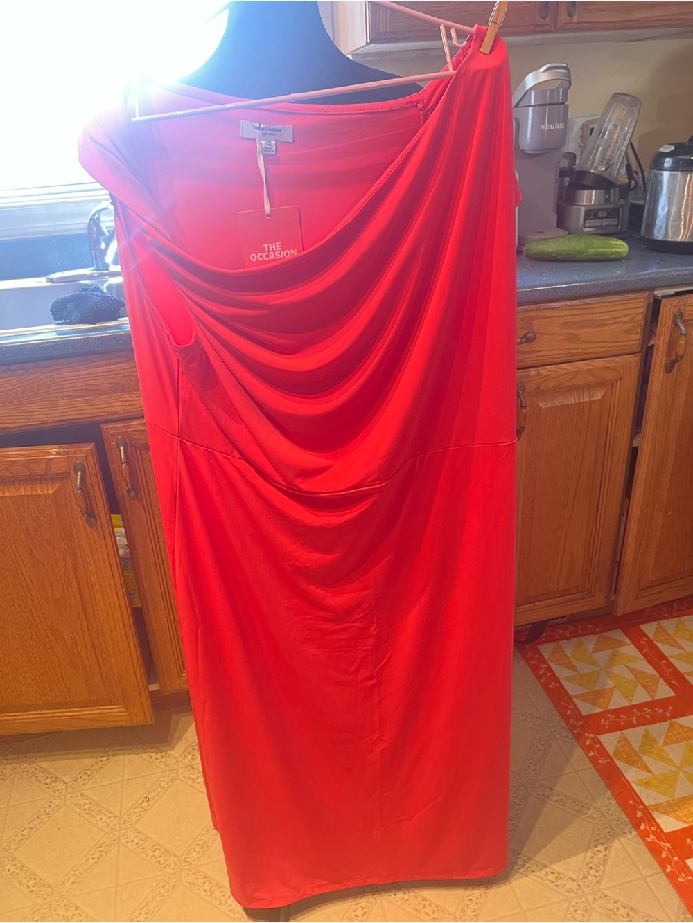 Old Navy Red one shoulder Midi Dress - Picture 8 of 9